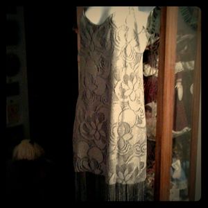 NWOT,Vintage 90's,Silver & Black,Flirty & Sparkly, ✨️⚡️Floral,Fringed Dress💕